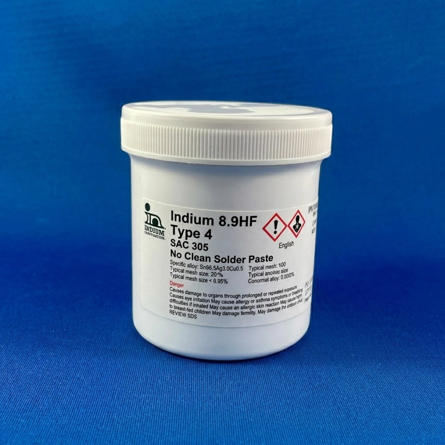 Indium 8.9HF Type 4 <br>Solder Paste <br>SAC 305 <br> No Clean